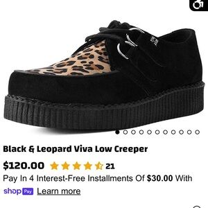 T.U.K Black and Leopard Print Platform Creepers